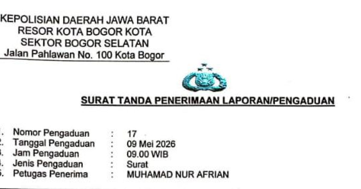Warga Kota Bogor mempertanyakan tindak lanjut laporan dugaan penipuan dan penggelapan BPKB kendaraan yang dilayangkan ke Polsek Bogor Selatan sejak 9 Mei 2026.