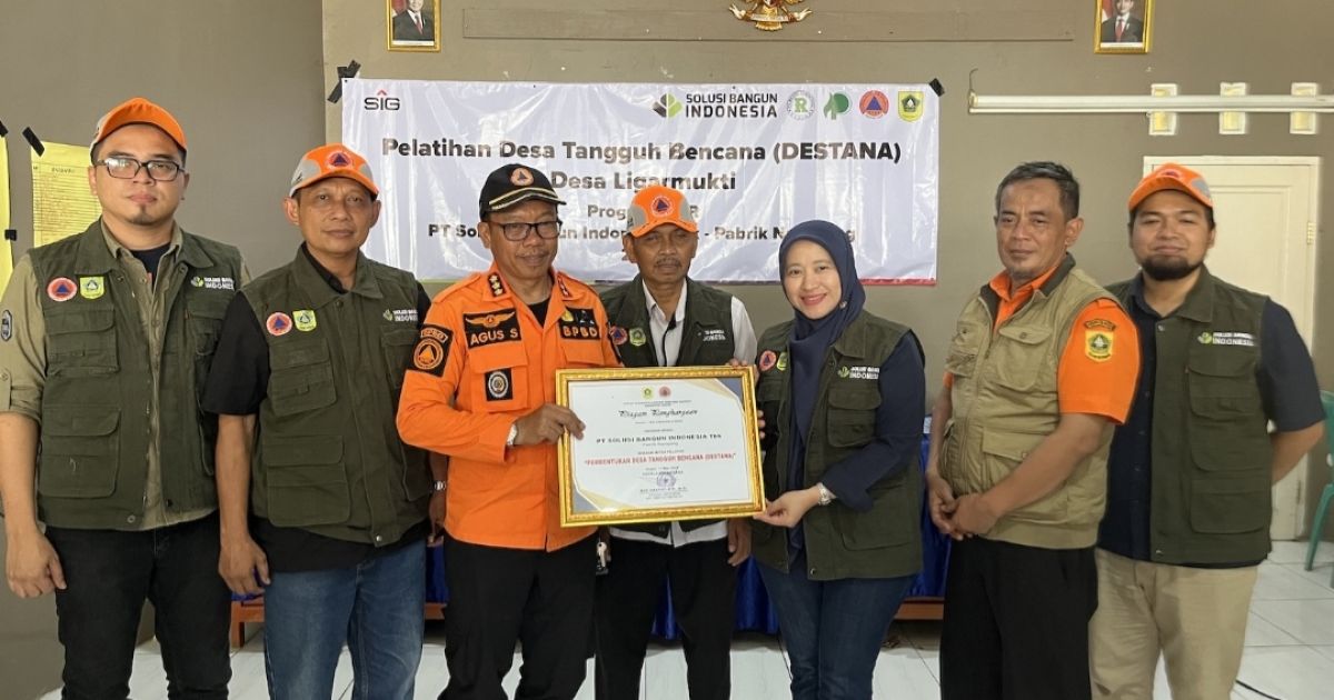 PT Solusi Bangun Indonesia Perkuat Ketangguhan Warga Lewat Pembentukan DESTANA di Desa Ligarmukti