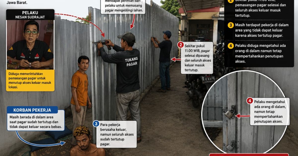 Keterangan: Pemagaran lahan di Jatibening, Pondok Gede, Kota Bekasi, menjadi sorotan setelah diduga menghambat akses pekerja yang masih berada di dalam area.