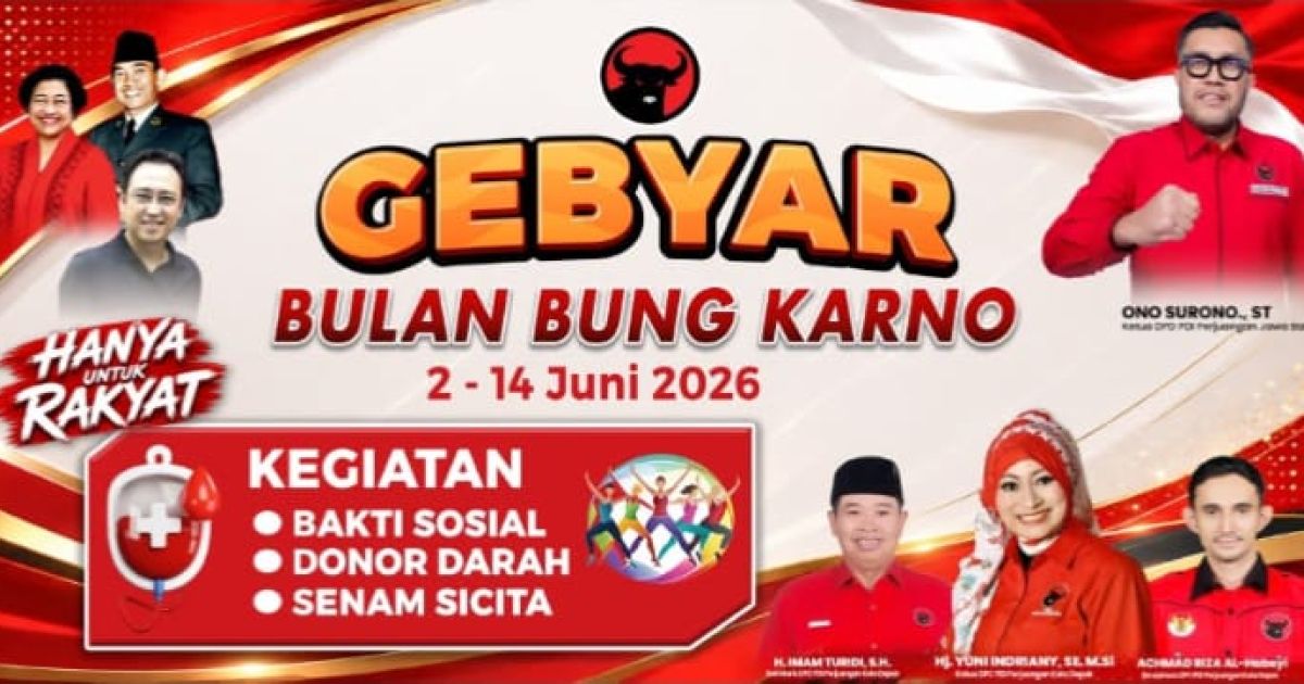 DPC PDI Perjuangan Kota Depok menggelar berbagai aksi sosial dalam Gebyar Bulan Bung Karno 2026, mulai dari donor darah, bakti sosial hingga Senam SICITA dengan tema “Hanya Rakyat”.