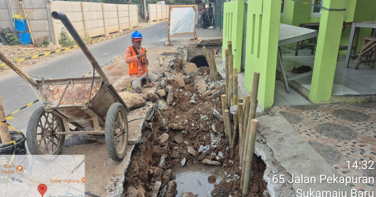 PUPR Depok Bangun Drainase Baru di Tapos, Genangan Jalan Pekapuran hingga Setu Golf Ditangani