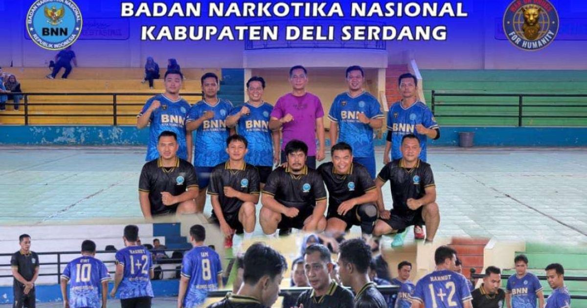 BNN Kabupaten Deli Serdang menggelar olahraga bersama dan pertandingan futsal persahabatan dengan BNN Kota Tebing Tinggi dalam rangka memperingati Hari Anti Narkotika Internasional (HANI) 2026 sekaligus memperkuat sinergi dan soliditas antarpersonel.