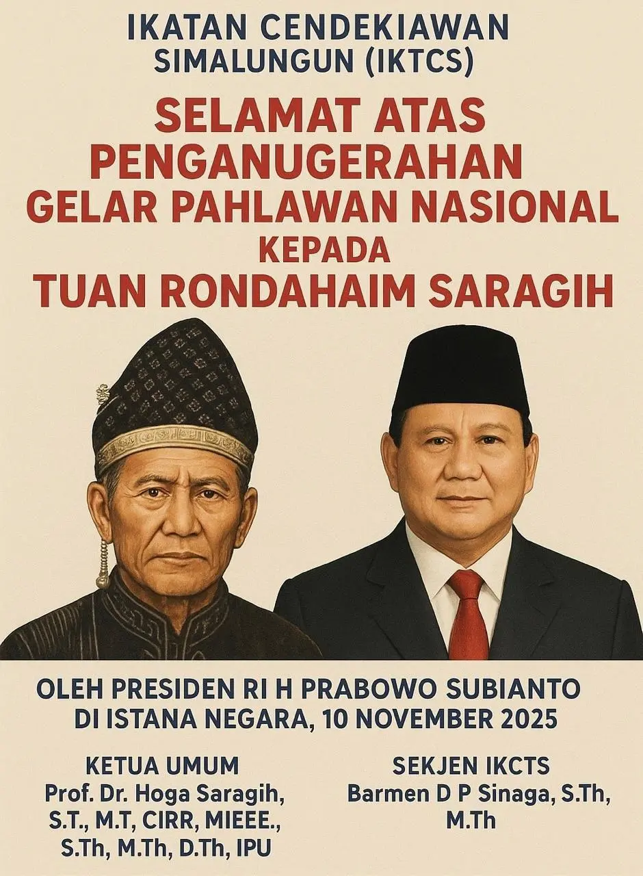 IKTCS Sambut Penganugerahan Pahlawan Nasional Tuan Rondahaim Saragih