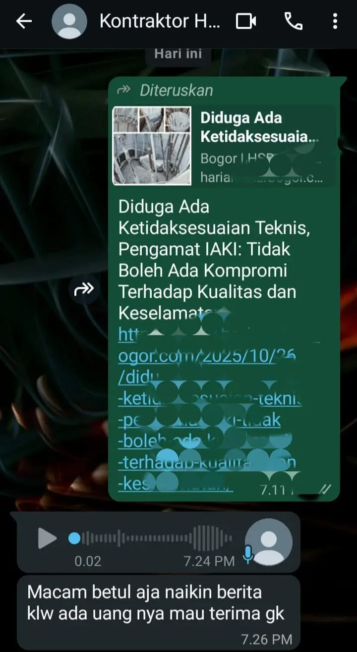 Pesan WhatsApp Rekanan Pemkab Bogor Lecehkan Wartawan, PWI: Jurnalis Bukan Pelaku Barter Informasi