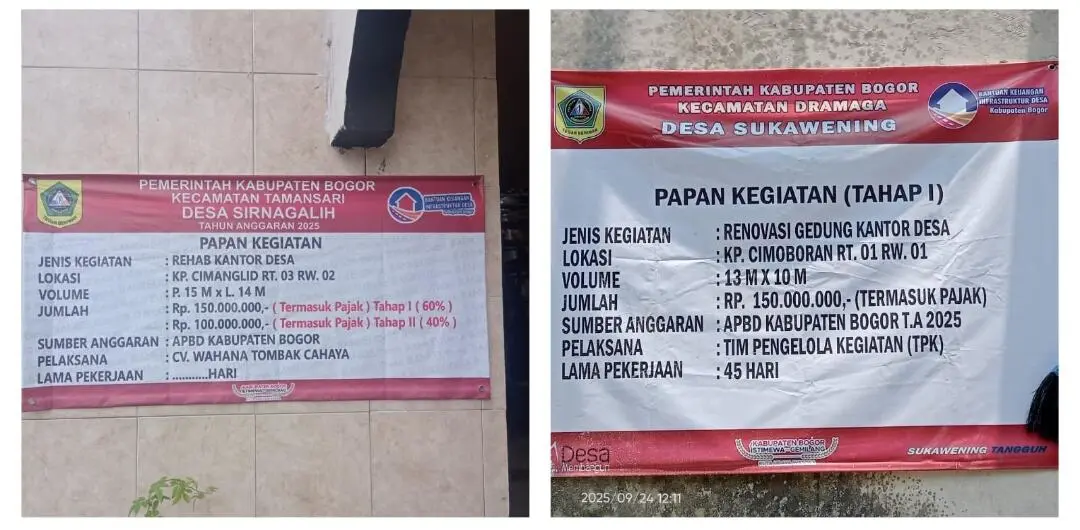Proyek Desa Ratusan Juta di Bogor Tanpa Konsultan, Publik Pertanyakan Integritas Pelaksanaan