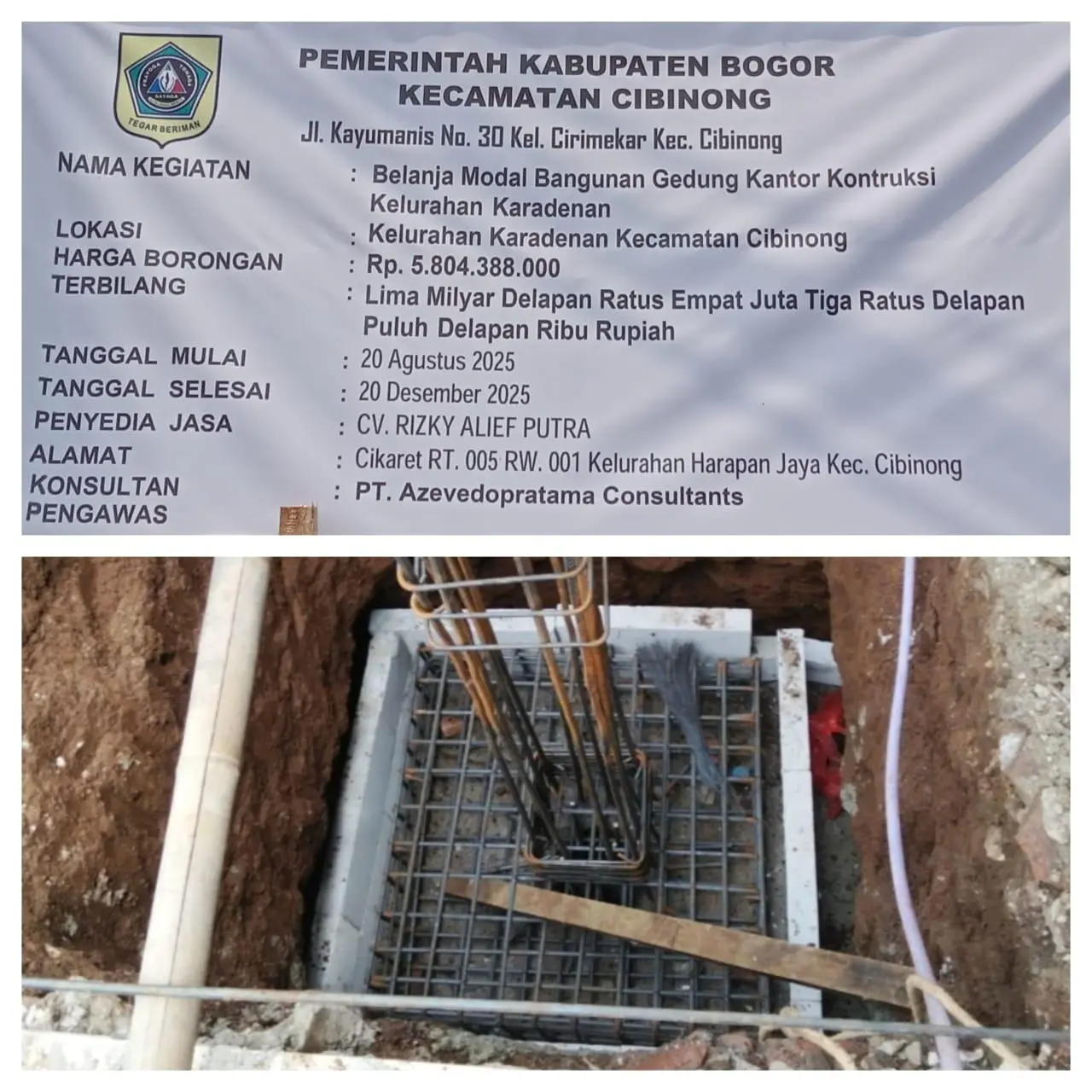 Bekisting Pakai Hebel, Kualitas Proyek Rp5,8 Miliar Kantor Kelurahan Karadenan Dipertanyakan