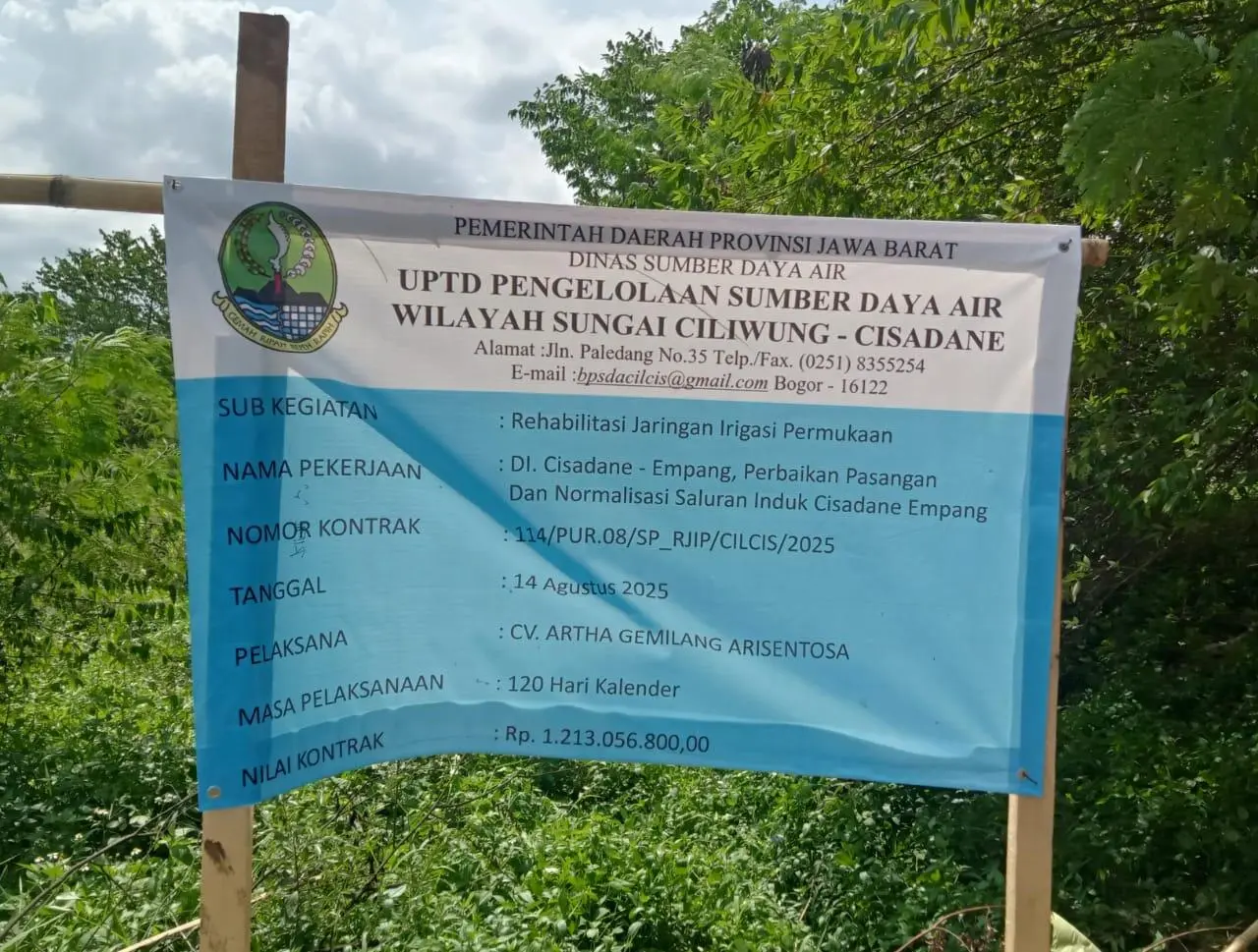 Rehabilitasi Irigasi Cisadane Empang Disorot, Informasi Konsultan Tak Tertera