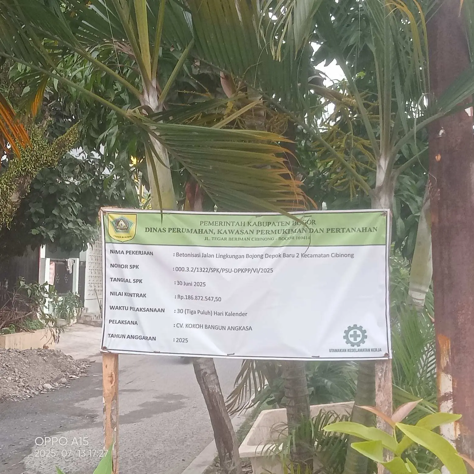 Anggaran Ratusan Juta, Tapi Tak Diawasi? Proyek Jalan Sukahati Disorot