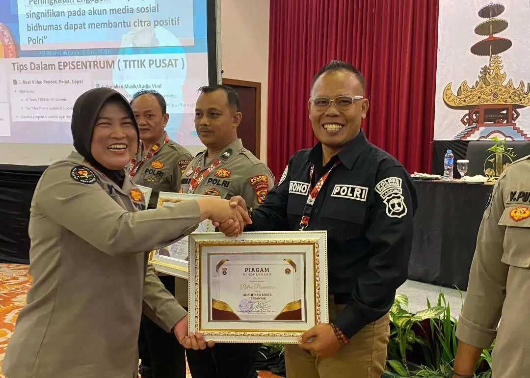 Rakernis Bidhumas Polda Lampung: Polres Pesawaran Raih Penghargaan Atas Prestasi Amplifikasi Berita Terbanyak