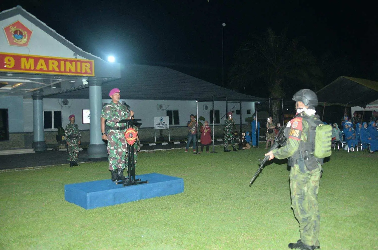 Upacara Penyambutan Satgas Pamtas RI-PNG Mobile Gobang II Yonif 9 Marinir