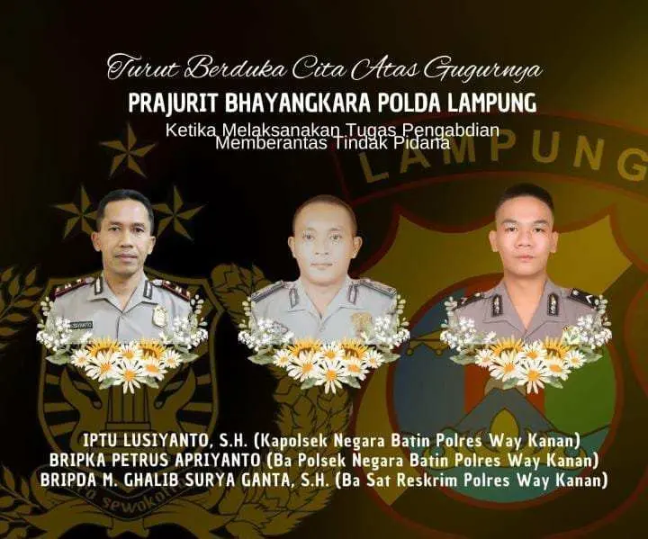 Tiga Anggota Polisi Di Way Kanan Gugur Saat Gerebek Judi Sabung Ayam