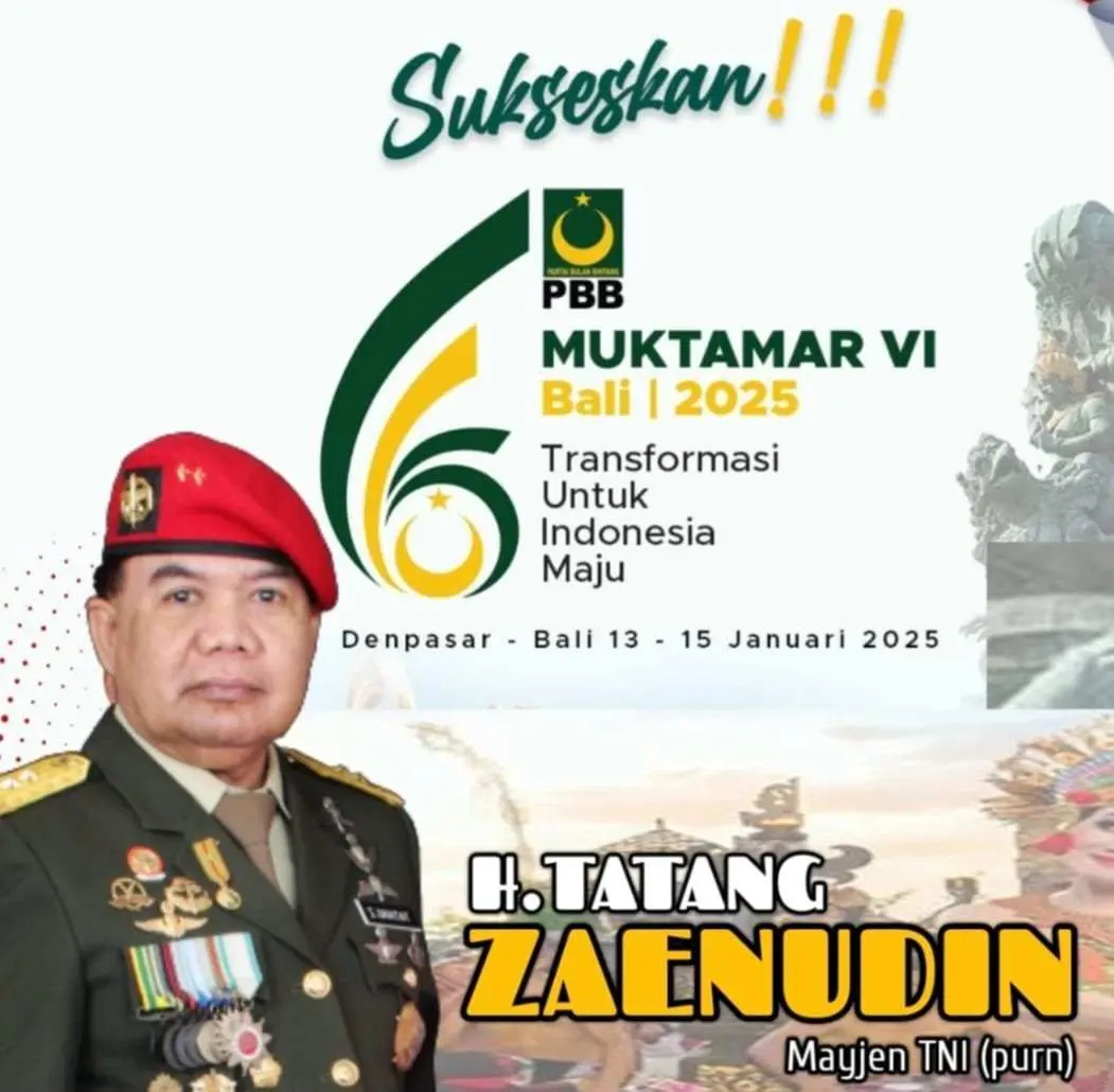 Mayjen TNI Purn Tatang Zaenudin Calon Kuat Jadi Ketum di Muktamar VI Partai PBB
