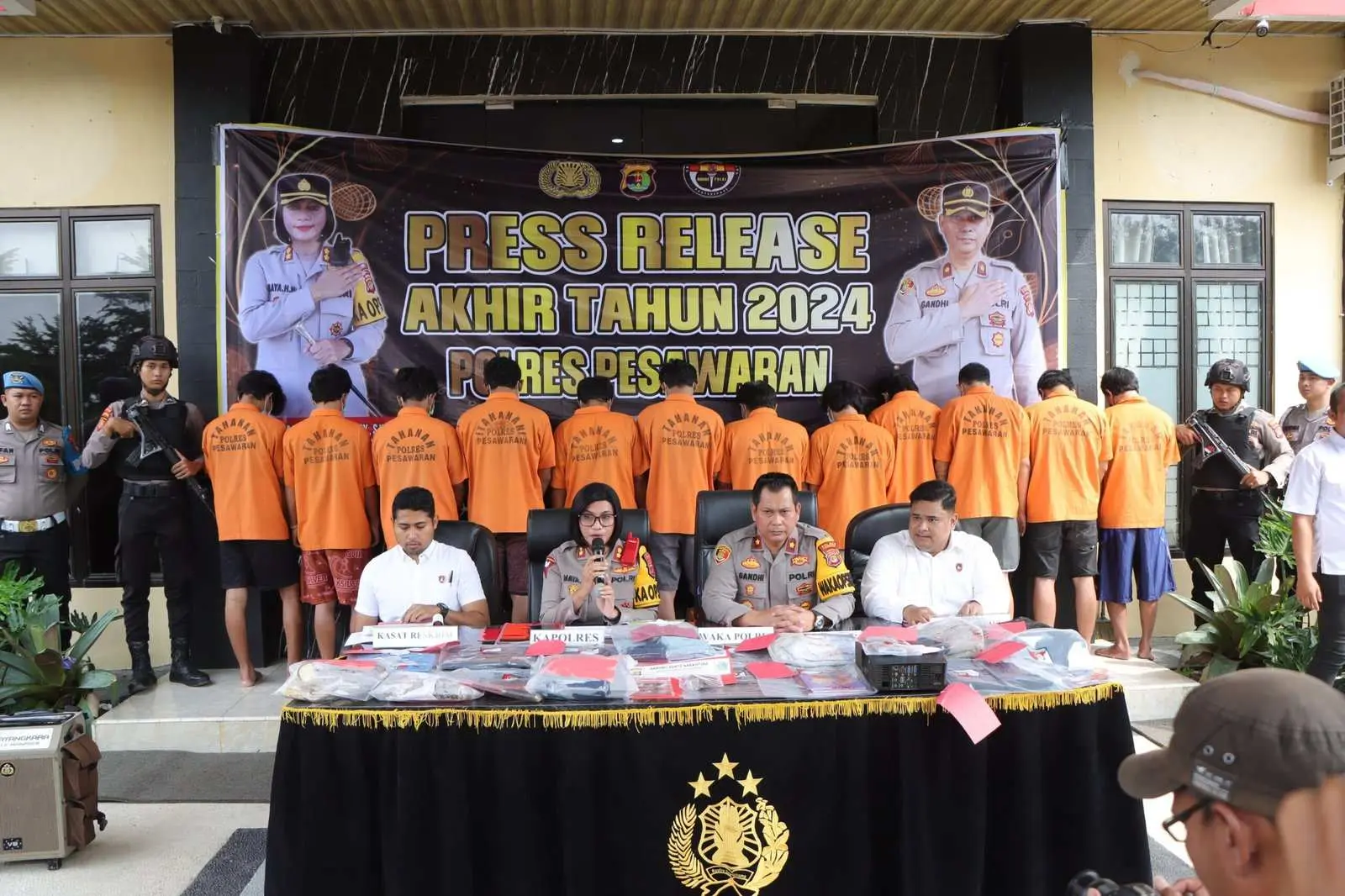 Polres Pesawaran Paparkan Pengungkapan Kasus Hingga Capaian Prestasi Tahun 2024