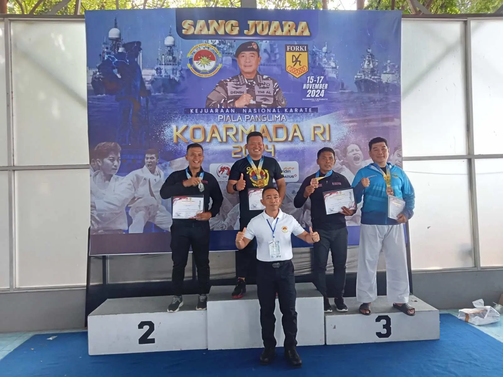 Atlit Karateka Yonif 9 Marinir Torehkan Prestasi Gemilang di Kejuaraan Nasional Karate Piala Panglima Koarmada RI 