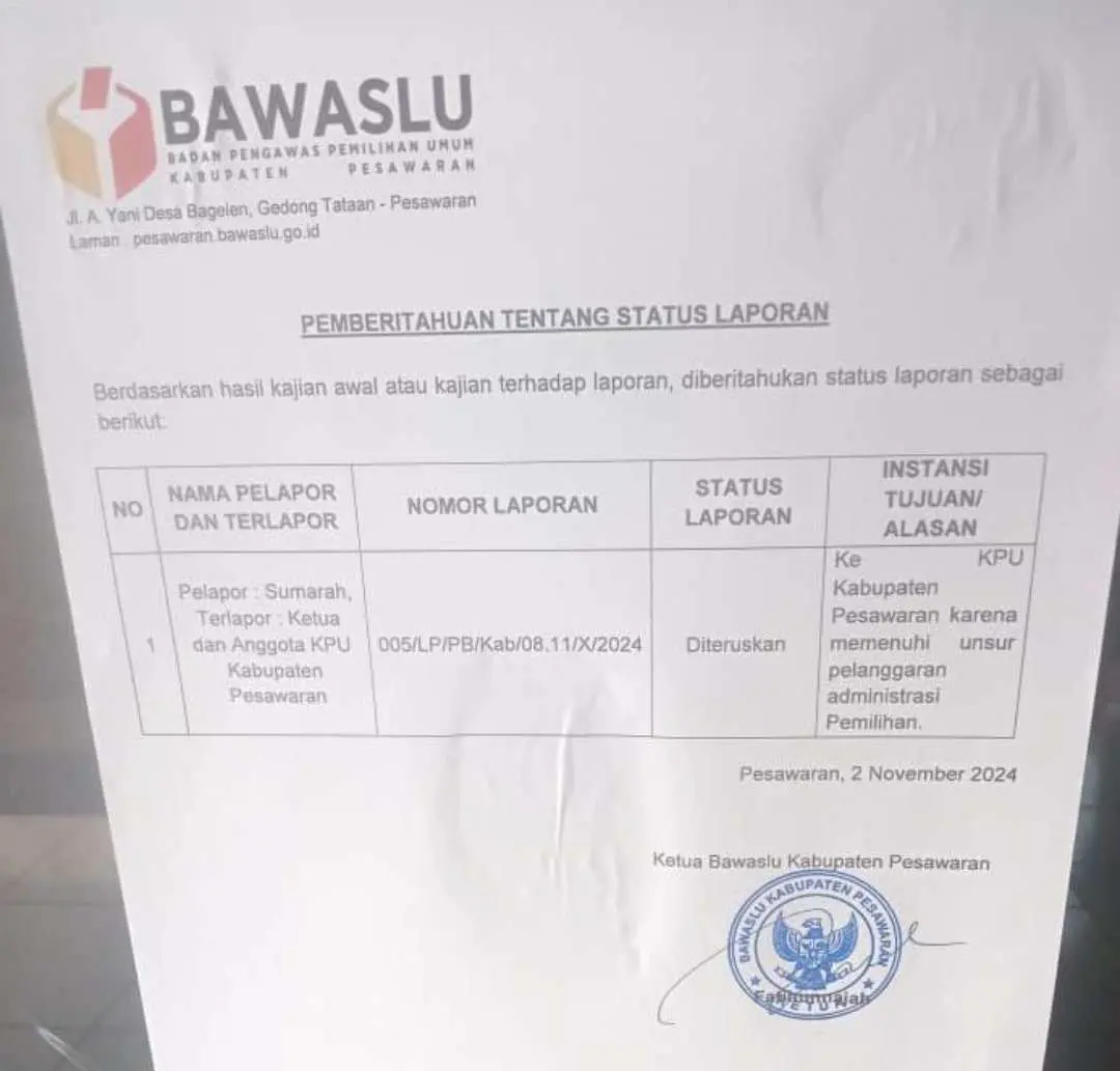 Diduga Ada Unsur Pelanggaran Administrasi Bawaslu Surati KPU Pesawaran