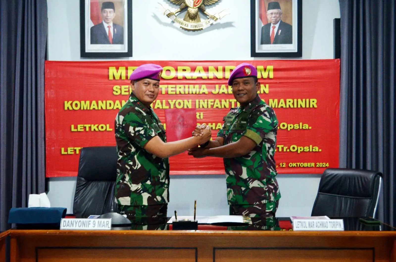 Memorandum Serah Terima Jabatan Danyonif 9 Marinir