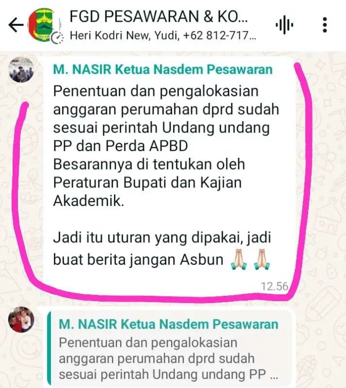 Ketua FMPB,Sumara: Tulisan Wakil Ketua DPRD Pesawaran M Nasir Tidak Mencerminkan Seorang Pemimpin