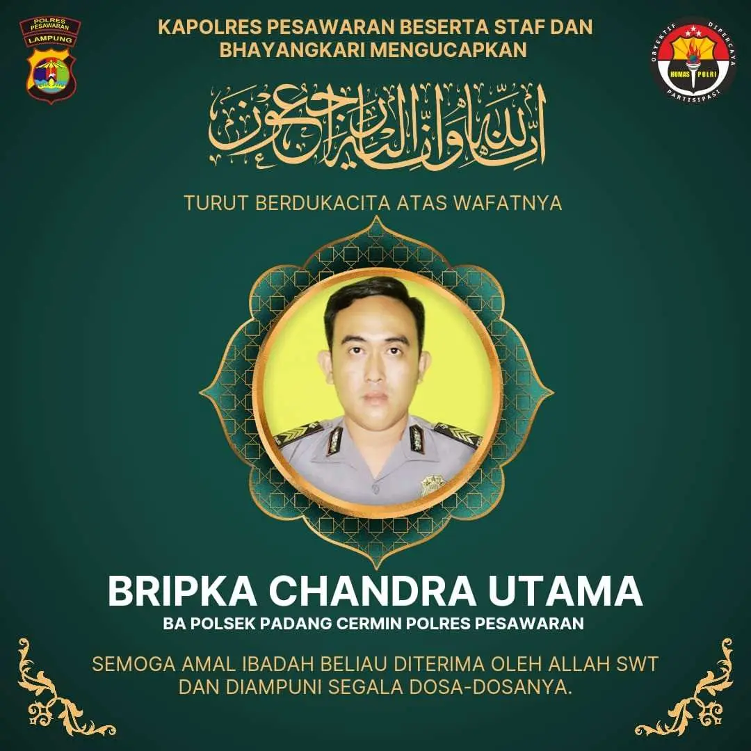 Polres Pesawaran Berduka, Bripka Chandra Utama Tutup Usia