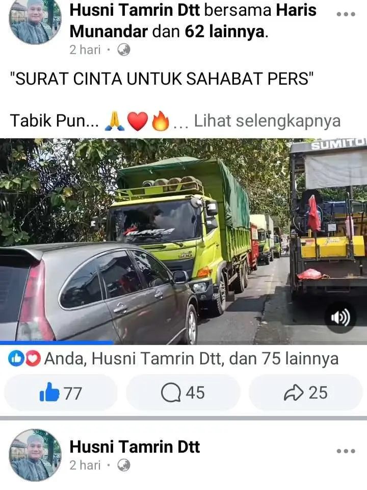 Viral.!Akun Facebook Husni Tamrin Buat Surat Cinta Untuk Wartawan