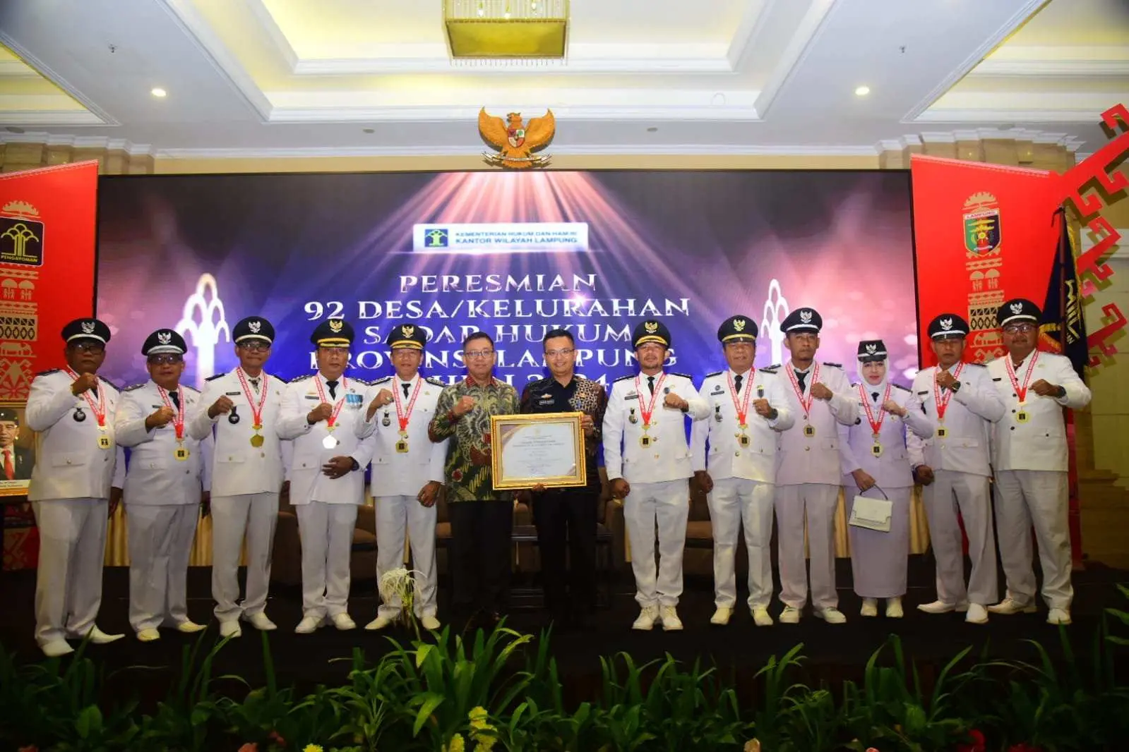 Pemerintah provinsi Lampung Raih Penghargaan ANUBHAWA Sasana Desa/Kelurahan dari Kementerian Hukum dan Hak ASASI Manusia