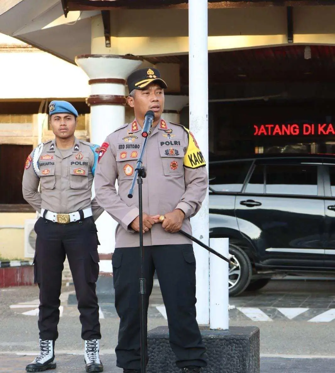 Pimpin Apel Pengamanan Malam Takbiran Idul Adha 1445  H Tahun 2024 M, Ini Amanat Kapolres Bima AKBP Eko Sutomo S.I.K.,M.I.K.,