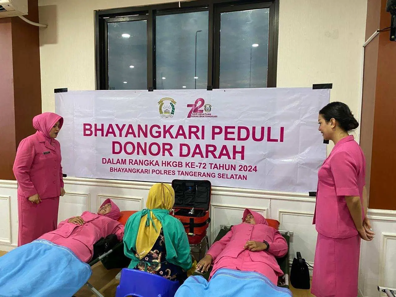 Peringati HKGB Ke-72, Bhayangkari Cabang Tangsel Gelar Donor darah ”Bhayangkari Peduli