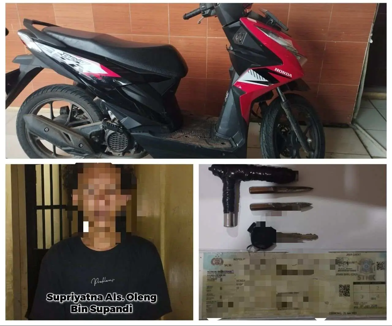 Polsek Jasinga Amankan Pelaku Curanmor, Satu Pelaku Lainnya Ditetapkan DPO