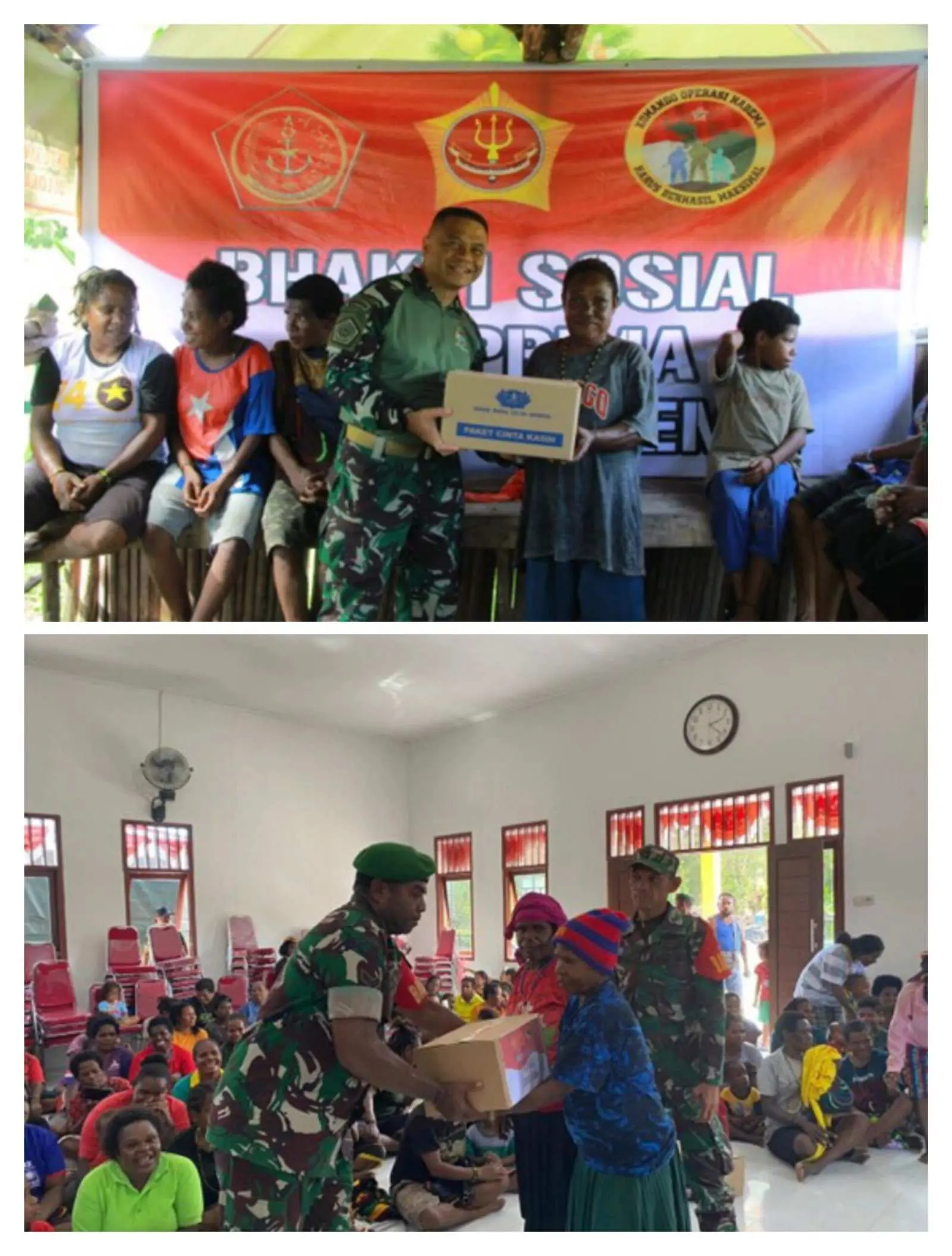 Komando Operasi Habema Bagikan Sembako Kepada Masyarakat Asli Papua di Mimika