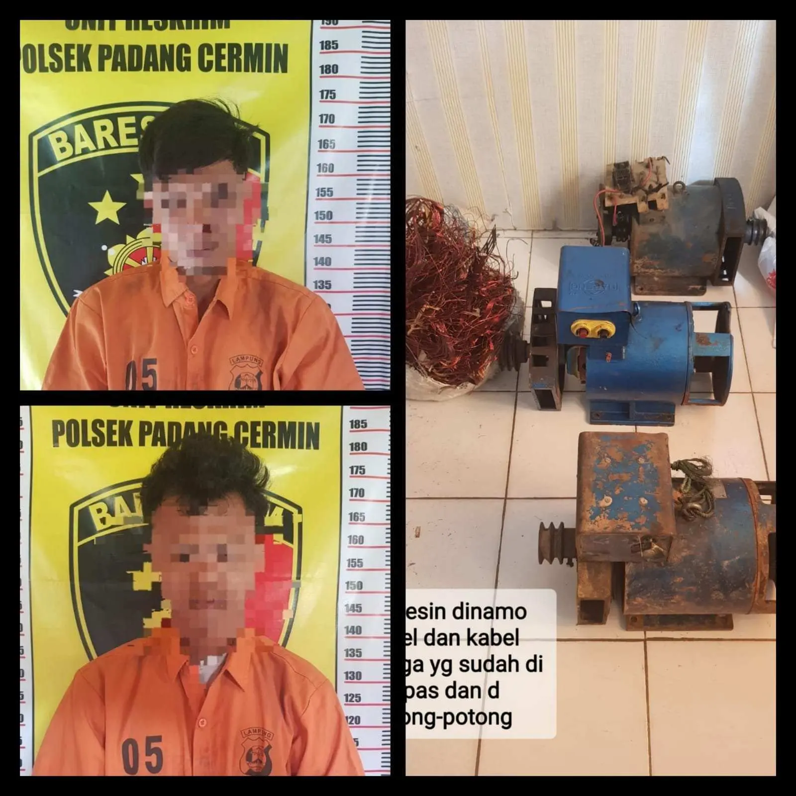 Polsek Padang Cermin Amankan Dua Tersangka Pencuri Dinamo Diesel
