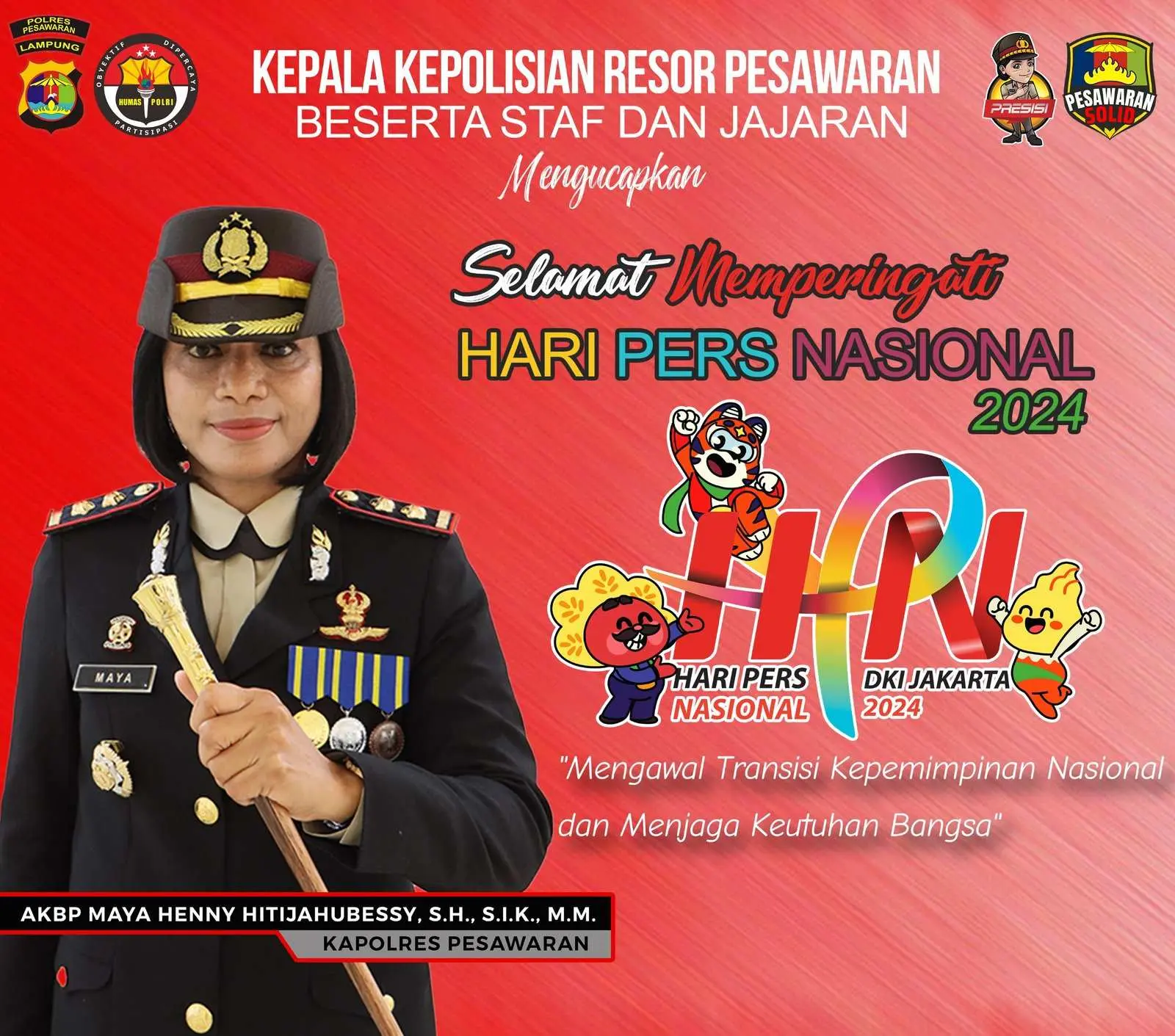 Kapolres Pesawaran Sampaikan Ucapan HPN Tahun 2024