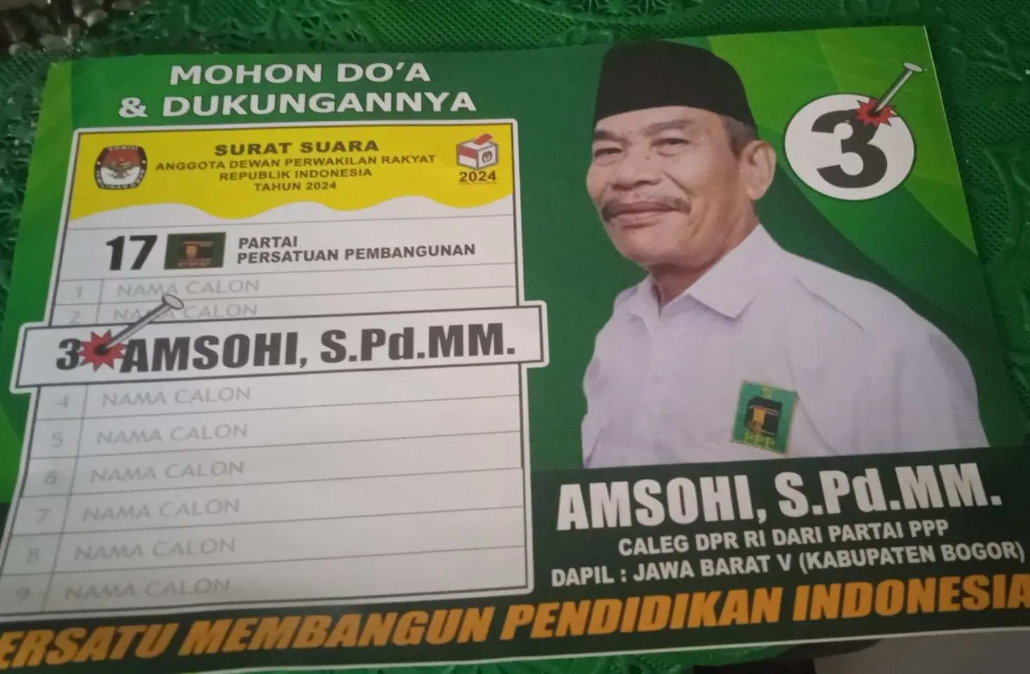 Caleg DPR.RI Amsohi S.pd MM Dari Fraksi PPP Dapil (5) Siap Mengabdi untuk Masyarakat Jawa Barat