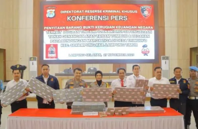 Polda Lampung Amankan 9,3 Miliar Barang Bukti Korupsi Bendungan Marga Tiga Lampung Timur