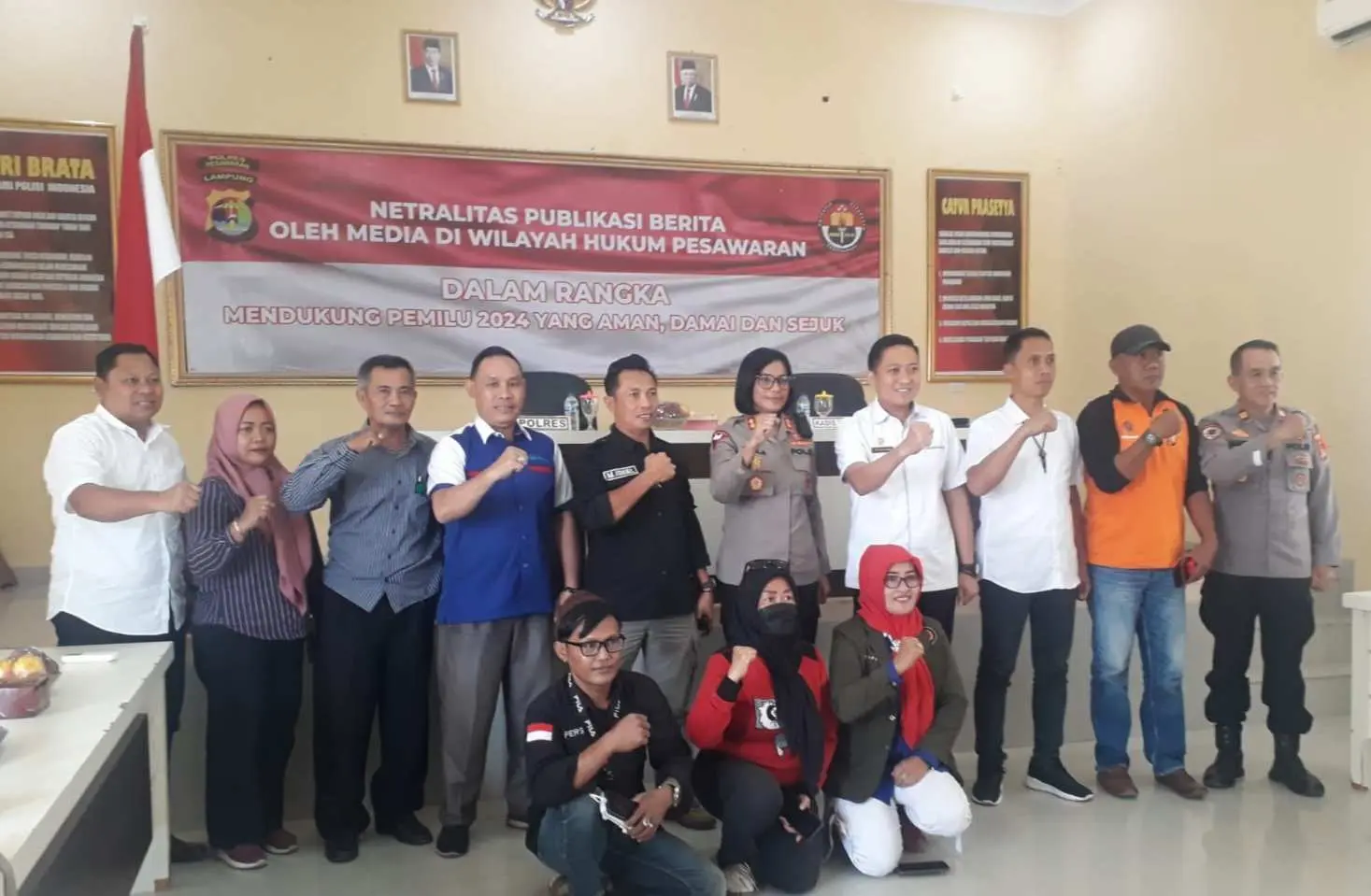 Kapolres Pesawaran Ajak Insan Pers Untuk mensukseskan Pemilu Tahun 2024