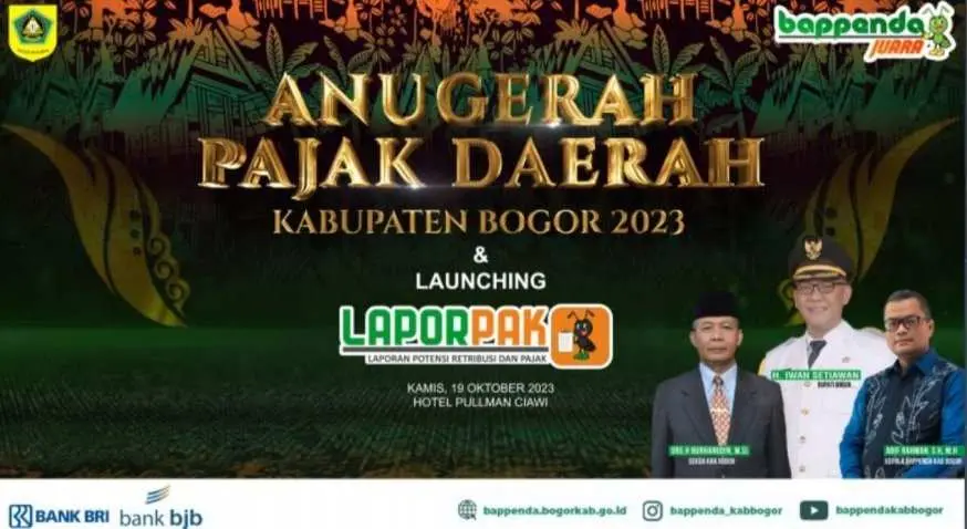 Bappenda Kabupaten Bogor Gelar Anugerah Pajak Daerah Tahun 2023 & Launching Aplikasi LAPORPAK