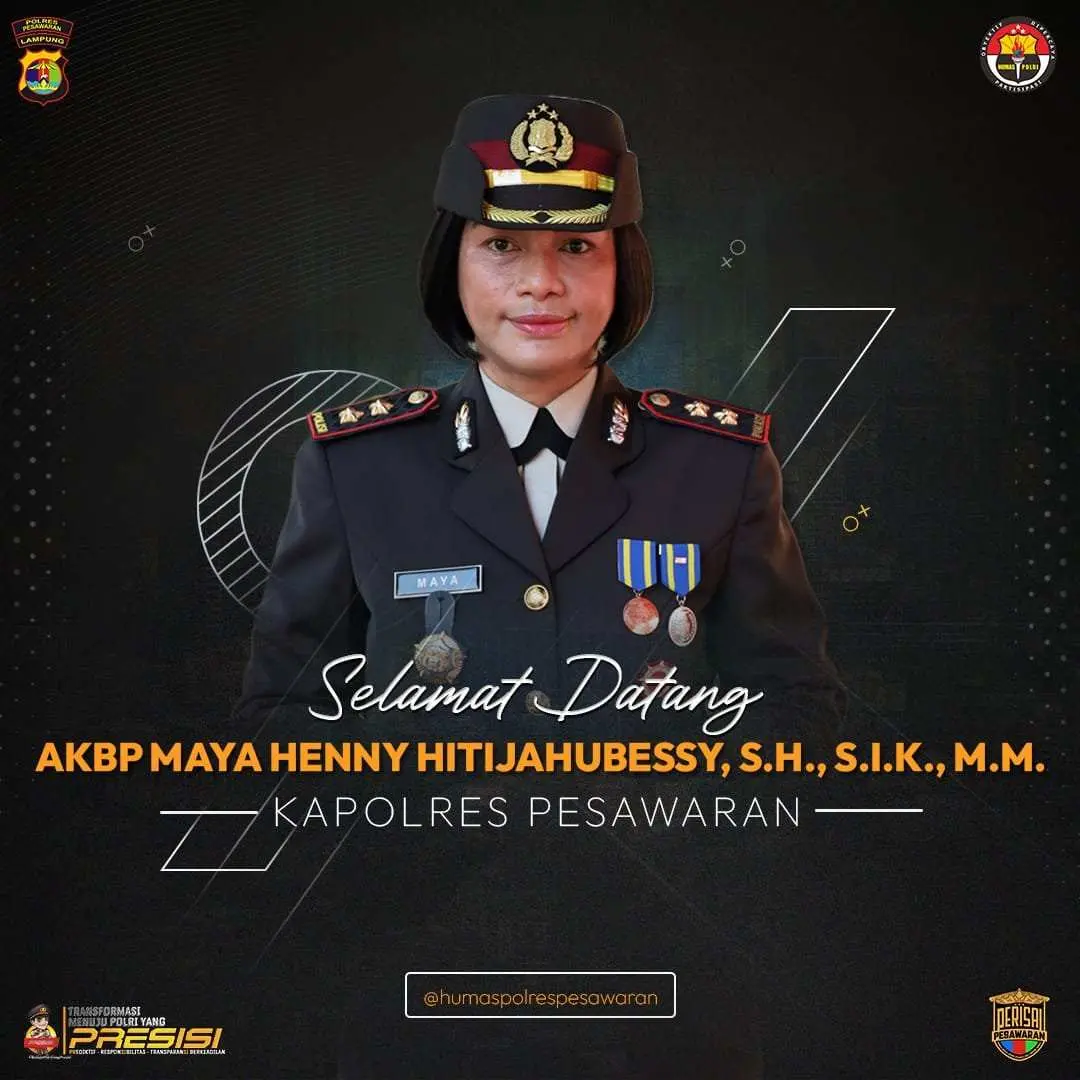 AKBP Maya Henny Hitijahubessy Jadi Perempuan Pertama Yang Menjabat Kapolres Pesawaran