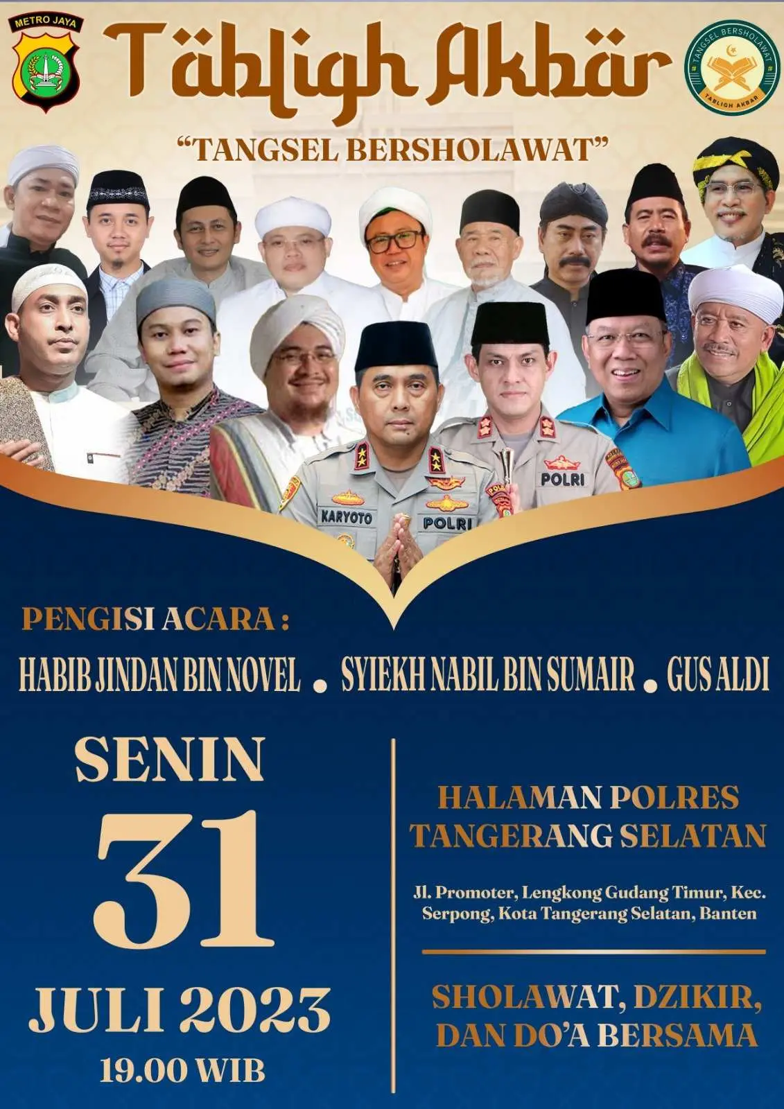 Polres Tangsel Bersholawat yang Akan digelar Dihalaman Mako Polres