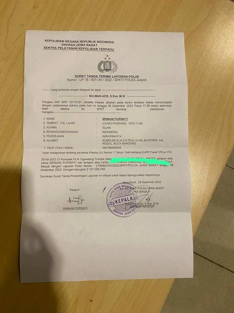 Korban Dugaan Penipuan Oleh Pasutri di Bandung Laporkan Pelakunya Ke Polda Jabar