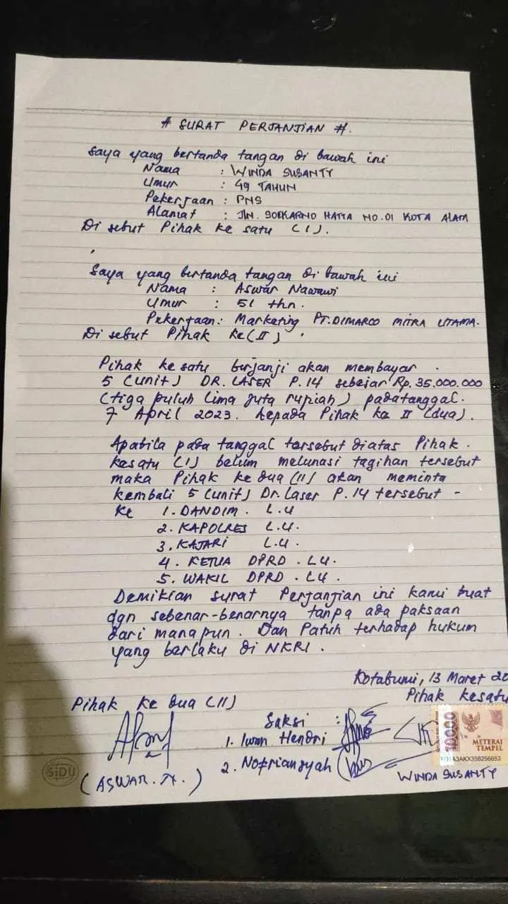 Tak Lunasi Pembelian Alkes, DPRD Lampung Utara Dituding Rugikan PT. Dimarko Mitra Utama Puluhan Juta