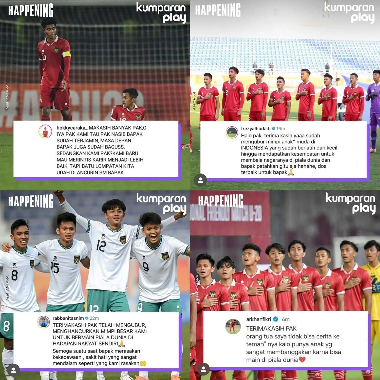 Piala Dunia U20 Batal digelar di Indonesia, Pemain Timnas Ramai-ramai Beri Ucapan Ini Ke Ganjar 