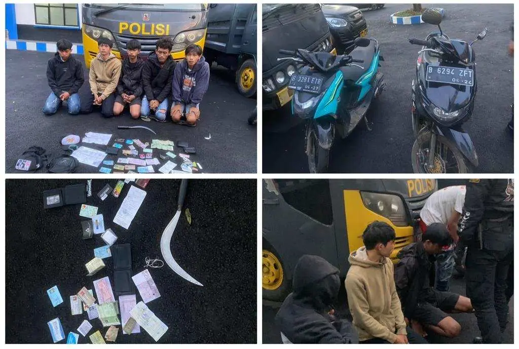 Polres Bogor Amankan 5 Orang Remaja Diduga Gangster Yang Konvoi Dengan Membawa Sajam di Cibinong