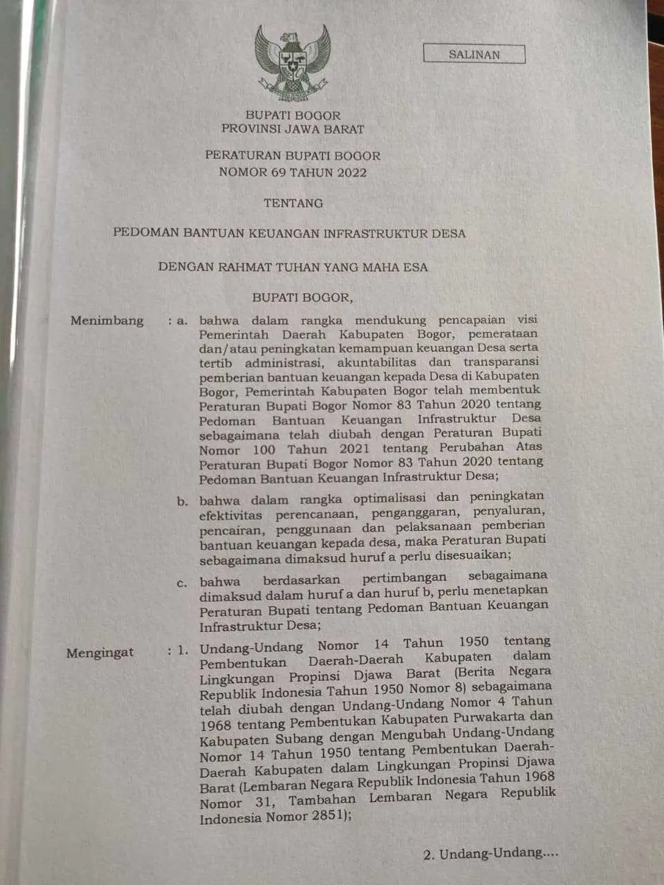 Terbitkan Perbup 69 Tahun 2022, Plt Bupati Bogor Dianggap Lampaui Wewenang