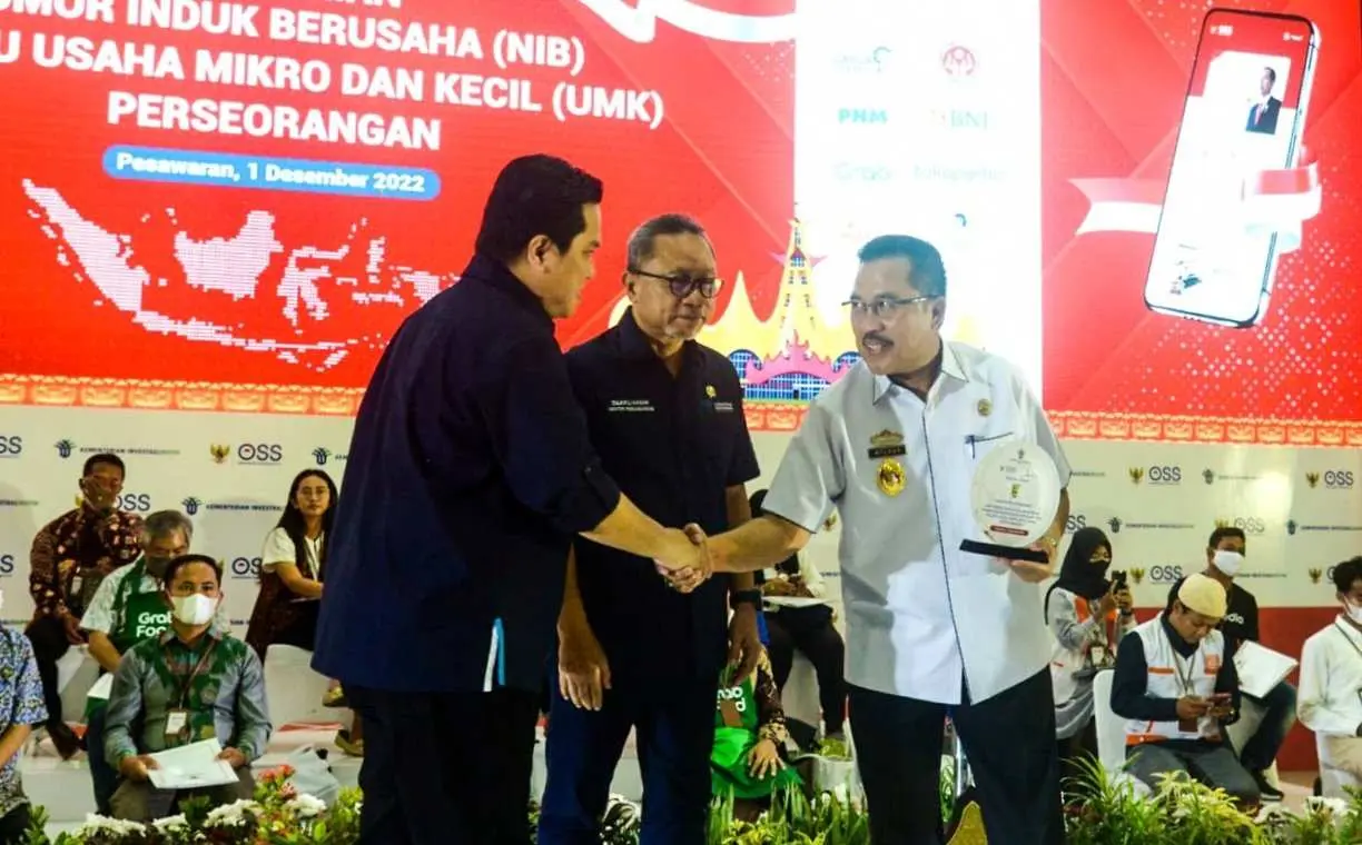 Sekda Pesawaran Hadiri Kegiatan Pemberian NIB Pelaku UMK Perseorangan Oleh Kementerian