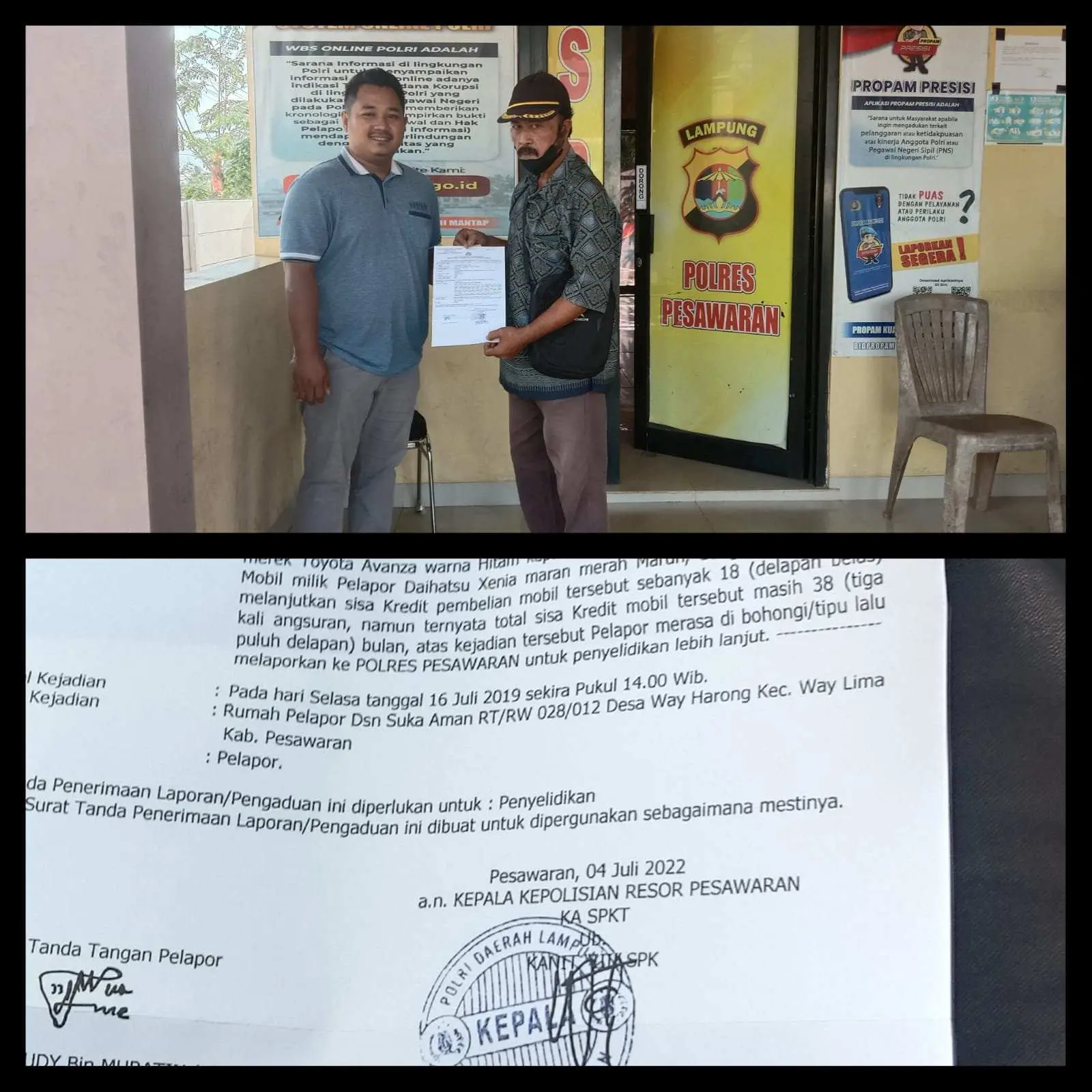 Merasa Ditipu Suudy Warga Way Harong Laporkan Pelaku Ke Polres Pesawaran