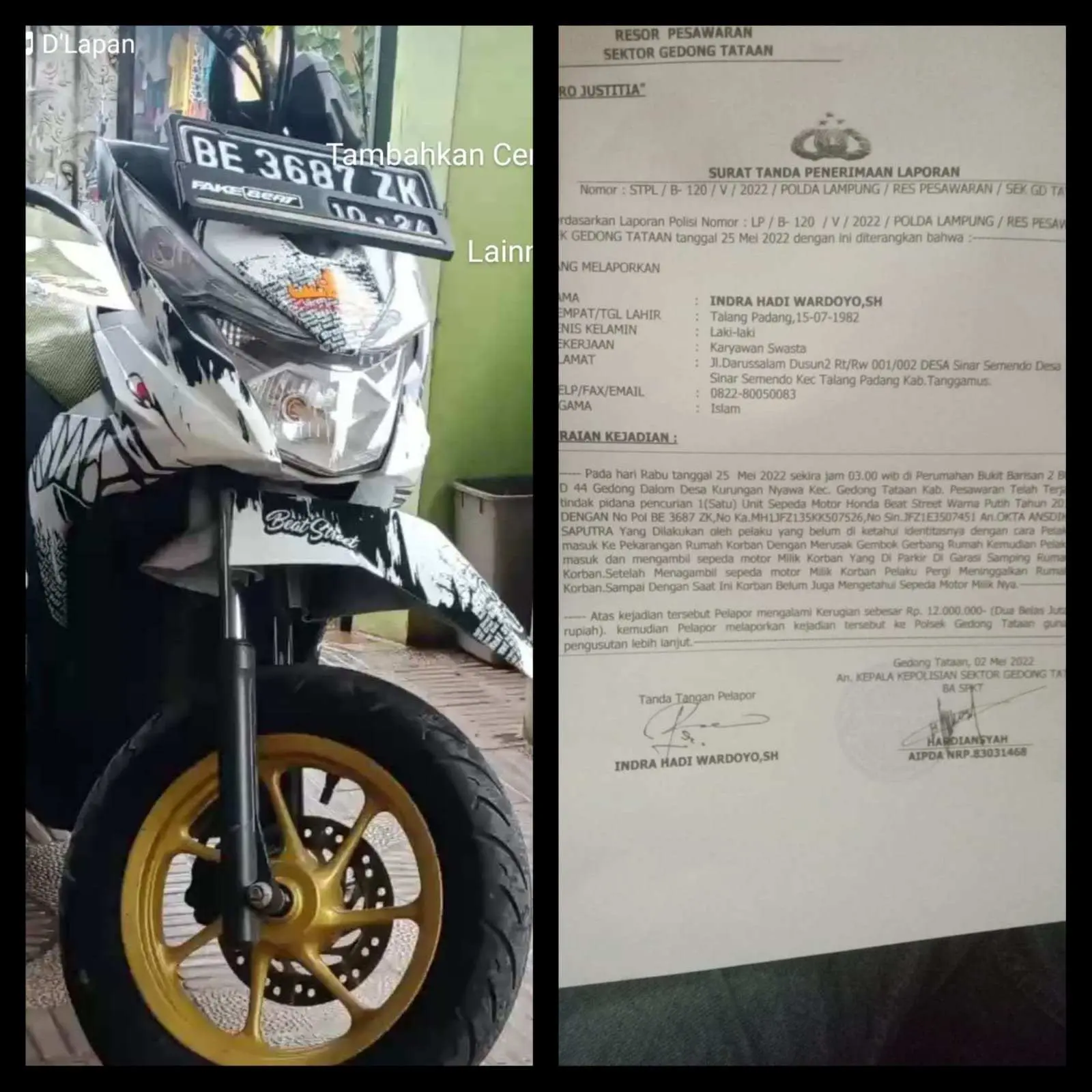 Warga Perumahan Bukit Barisan Jadi Korban Curanmor, Ini Modus Pelaku