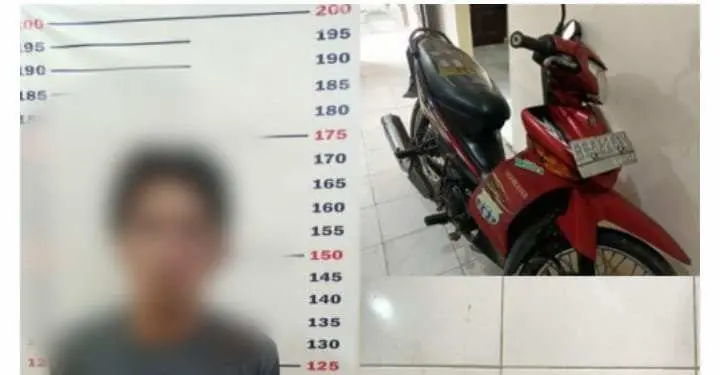 Diduga Mencuri Sepeda Motor Pemuda ini Diborgol Polisi
