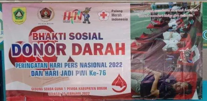 Rangkaian Peringatan HPN Ke-76 PWI Kabupaten Bogor Gelar Donor Darah