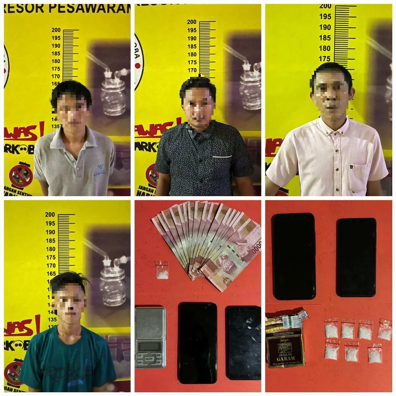 Polres Pesawaran, Amankan Empat Pemuda, Pengedar Dan Pemakai Sabu