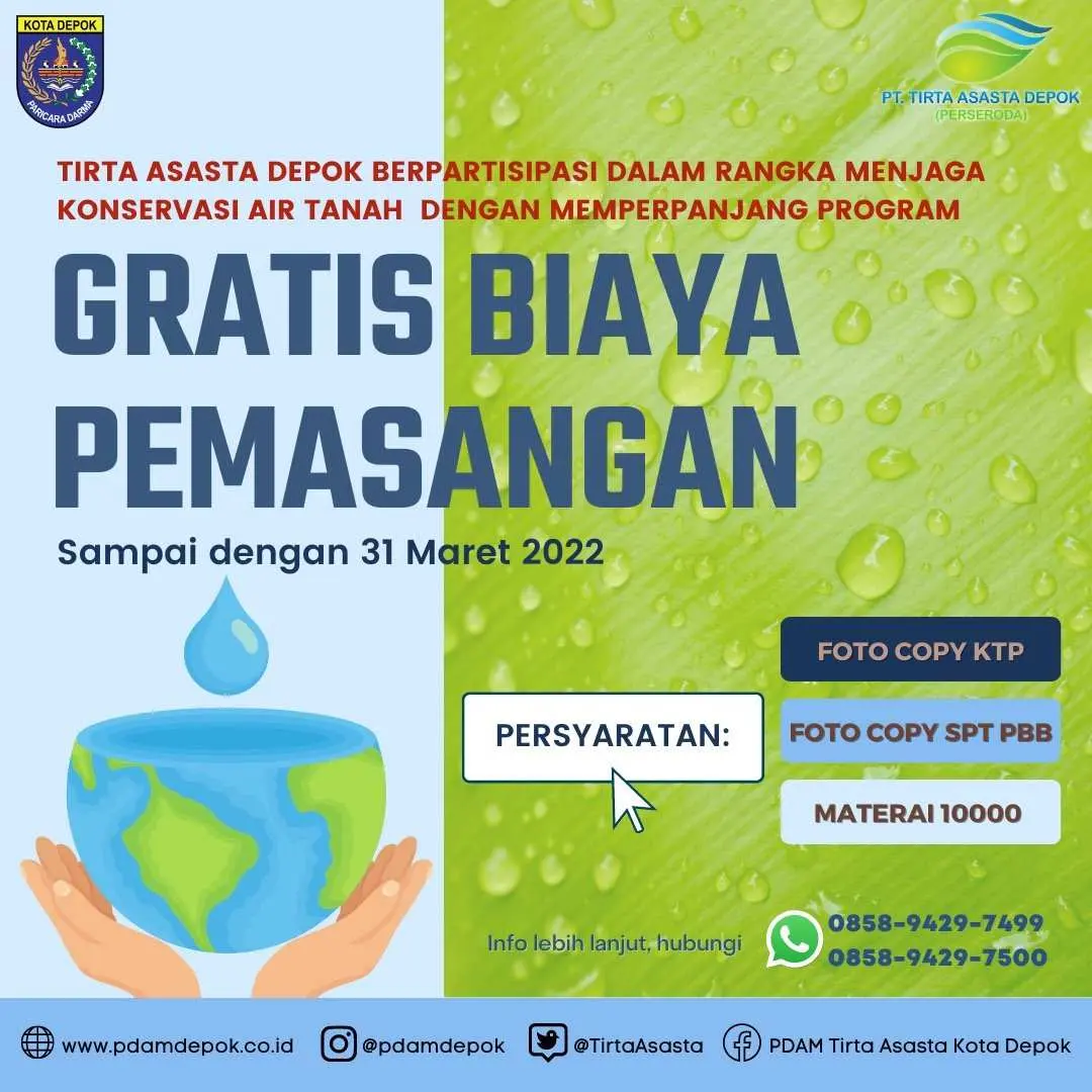 Di Awal Tahun PT. Tirta Asasta Depok Gelar Program Pemasangan Gratis