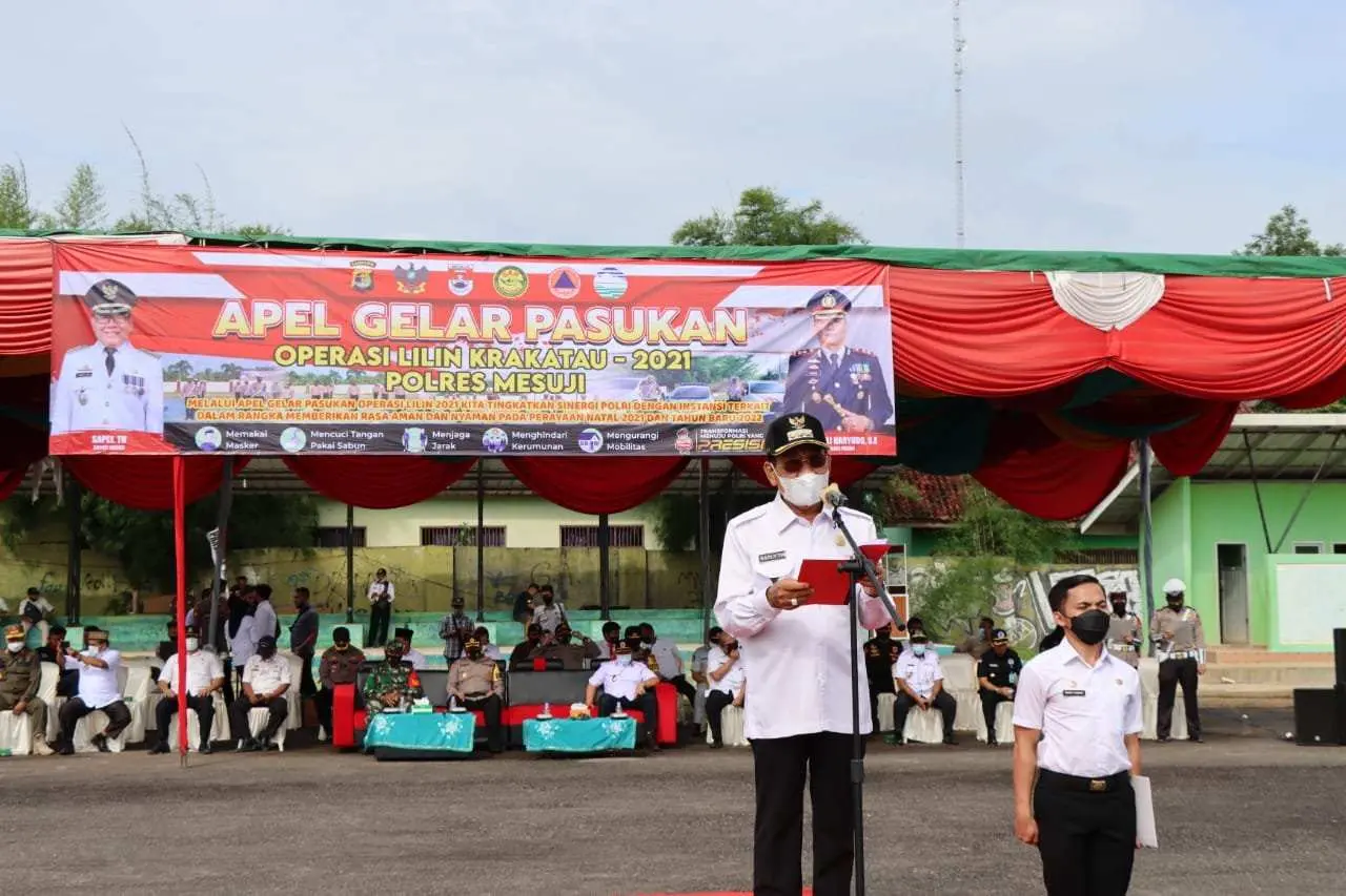 Amankan Nataru, Polres Mesuji Gelar Apel Pasukan Operasi Lilin Krakatau
