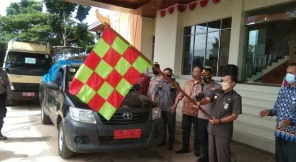 Pemkab Pesawaran Gelar Apel Kesiapan Pengamanan Pendistribusian Kotak Suara Pilkades 2021